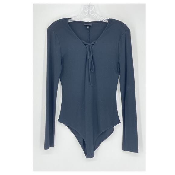Who What Wear Lace Up Ribbed Bodysuit Size Medium - Picture 1 of 8